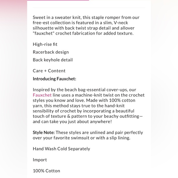 FREE PEOPLE Fauxchet Romper🌻✌🏾NWT - Picture 6 of 6